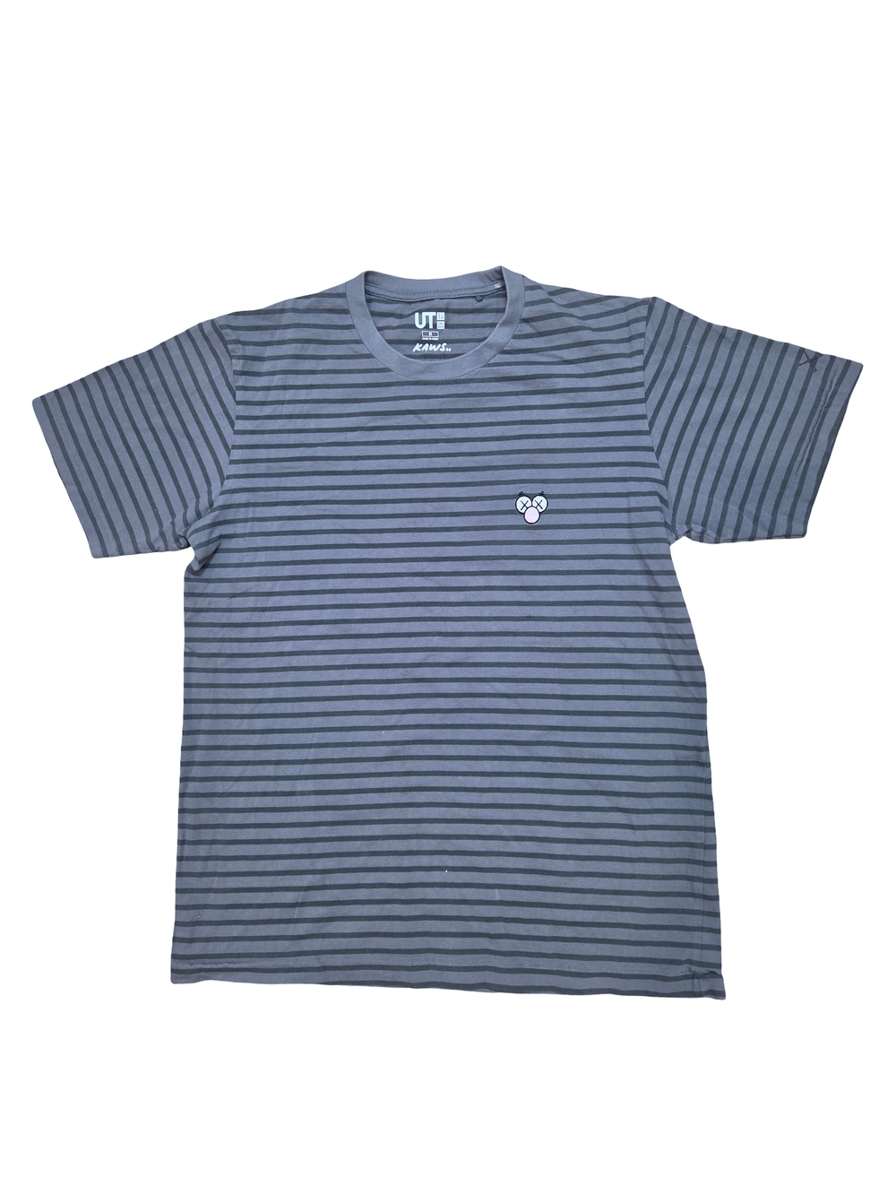 Uniqlo/Kaws Men’s Gray & Dark Gray Striped Crew Neck Tee